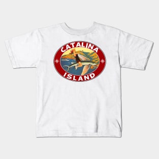 Catalina Island Island California Flying Fish Vintage Travel Kids T-Shirt